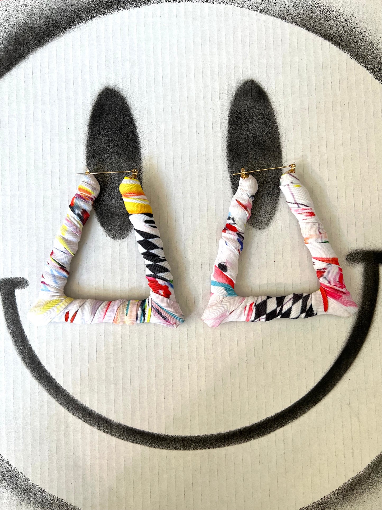 Big Handmade Colourful White Wrapped Earrings by Gangster Wraps