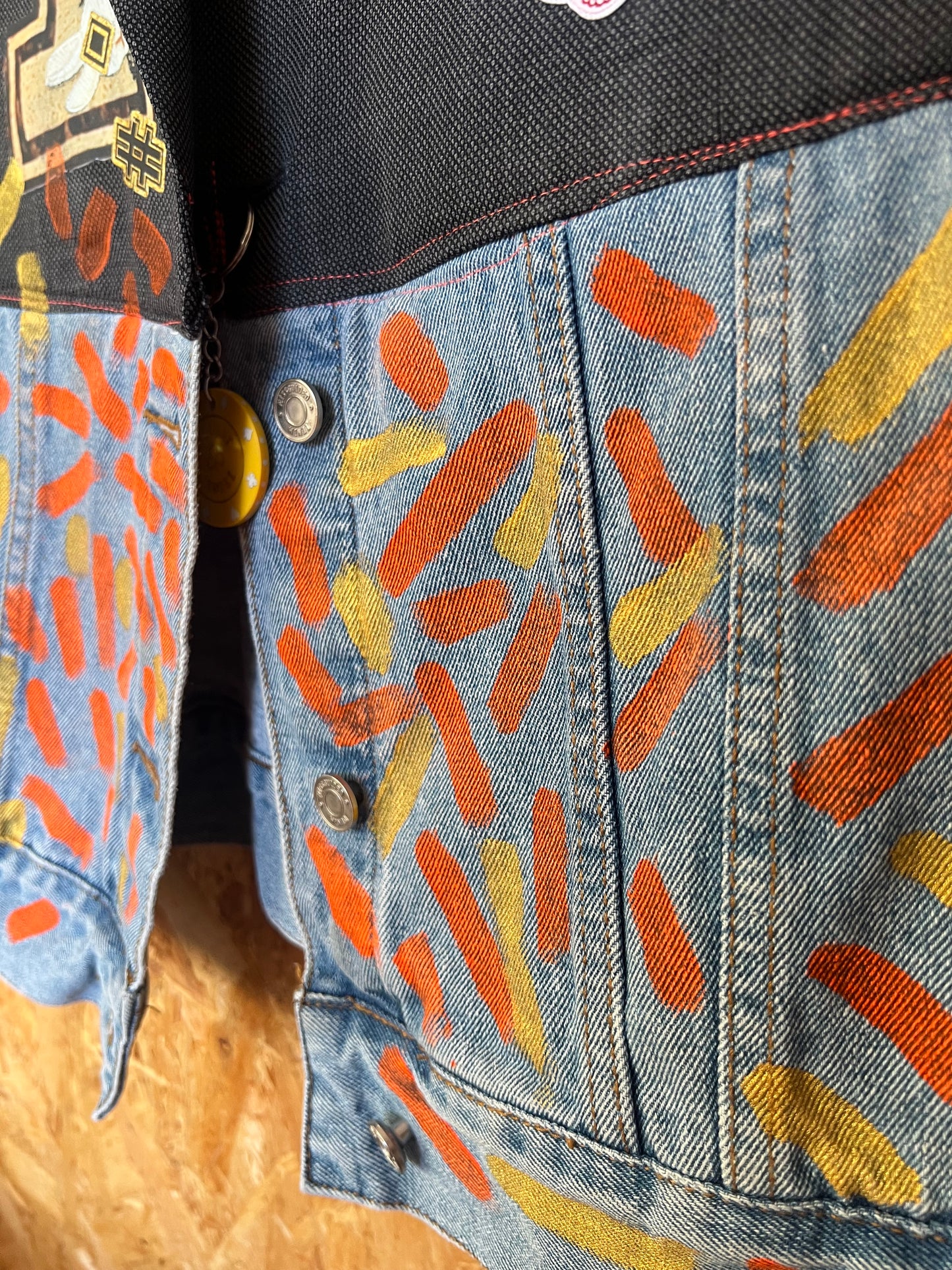 Upcycled Blazer Jacket with Pins, Patches &  Artwork by JM Basquiat By Snacks