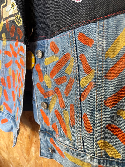 Upcycled Blazer Jacket with Pins, Patches &  Artwork by JM Basquiat By Snacks