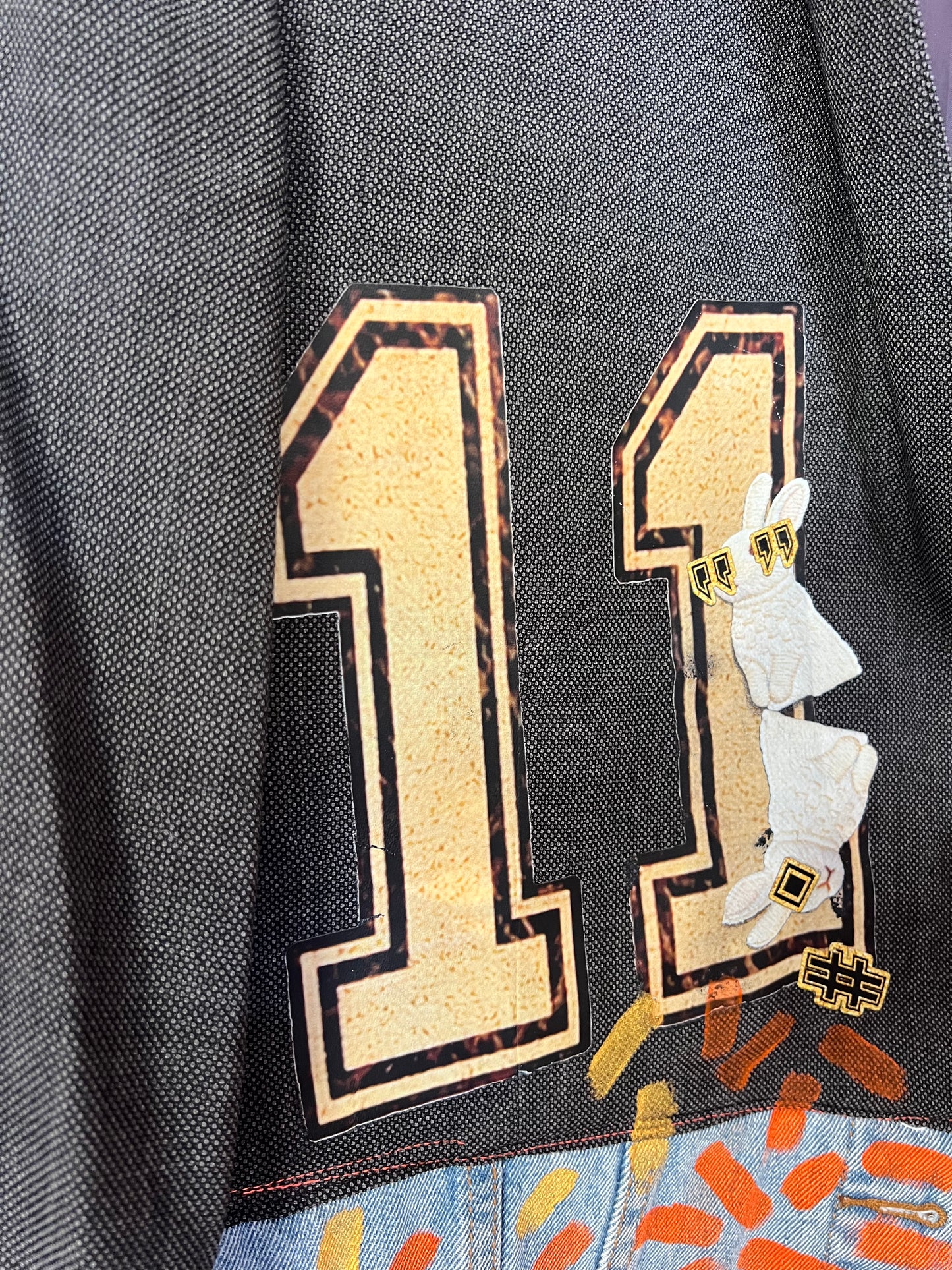 Upcycled Blazer Jacket with Pins, Patches &  Artwork by JM Basquiat By Snacks
