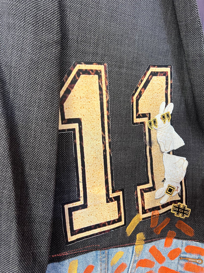 Upcycled Blazer Jacket with Pins, Patches &  Artwork by JM Basquiat By Snacks