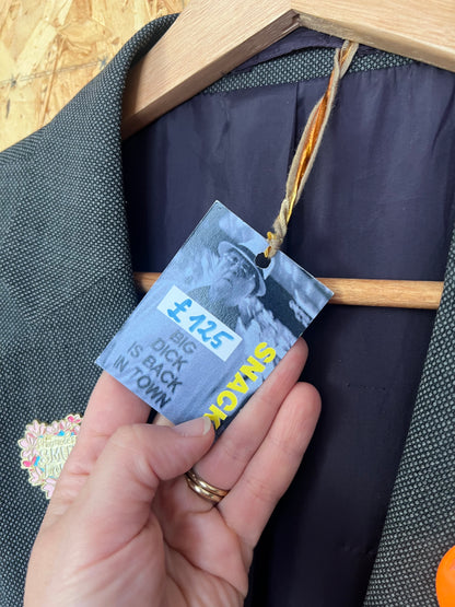 Upcycled Blazer Jacket with Pins, Patches &  Artwork by JM Basquiat By Snacks