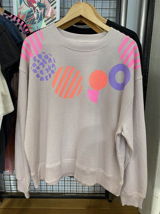 Geometric Pattern Pale Pink with purple sweatshirt by Pinkijones