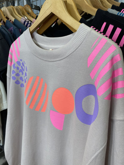 Geometric Pattern Pale Pink with purple sweatshirt by Pinkijones