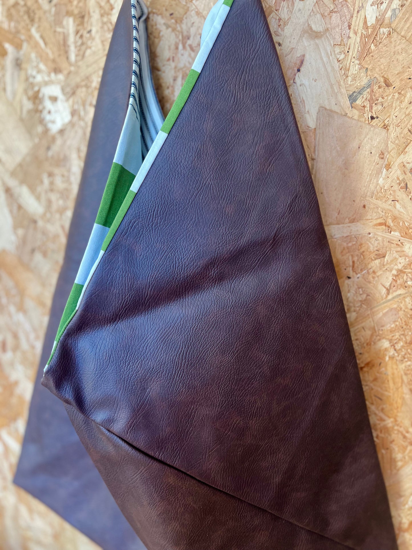 Extra Large Brown Handmade Faux Leather Bag by RELAB