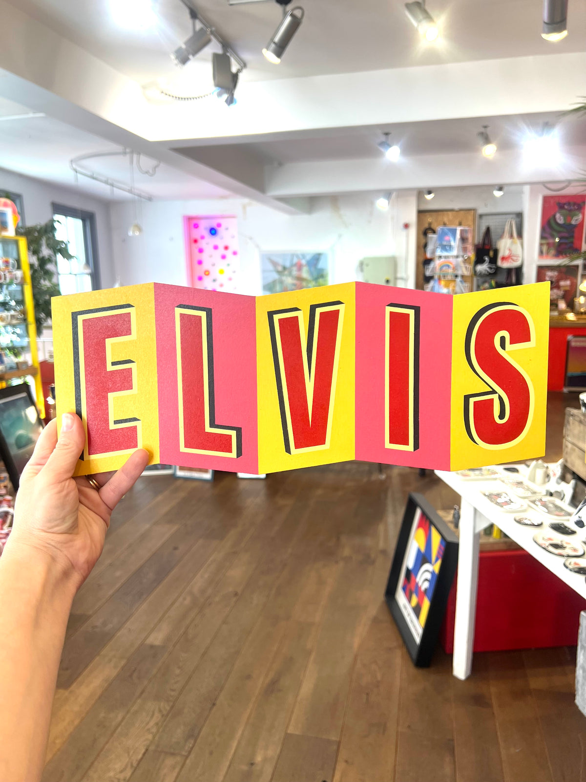 ELVIS Hand-Printed Wooden Art Sign by Patrick Edgeley