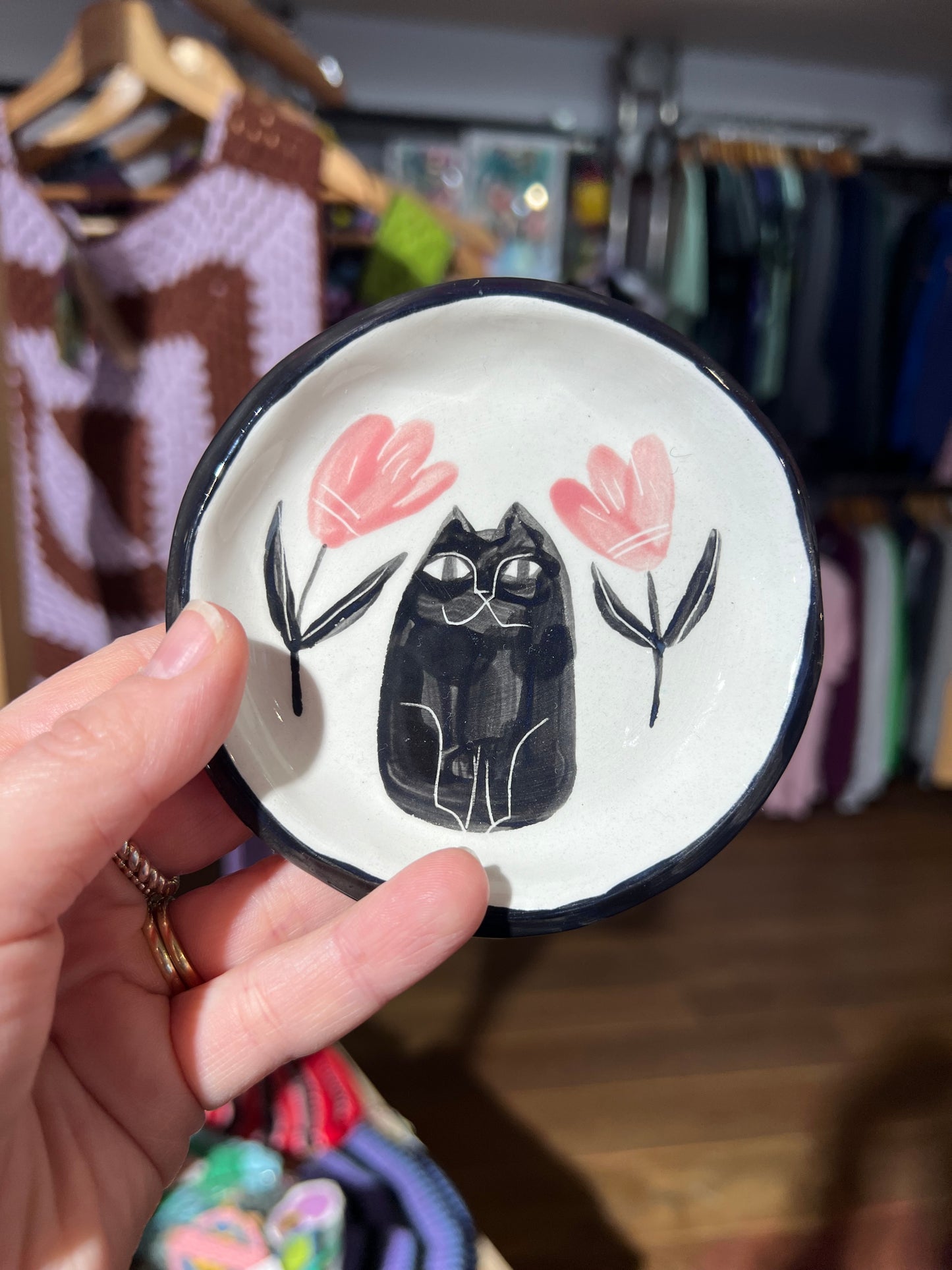 Ceramic Trinket plate with Cat by Anna Soba