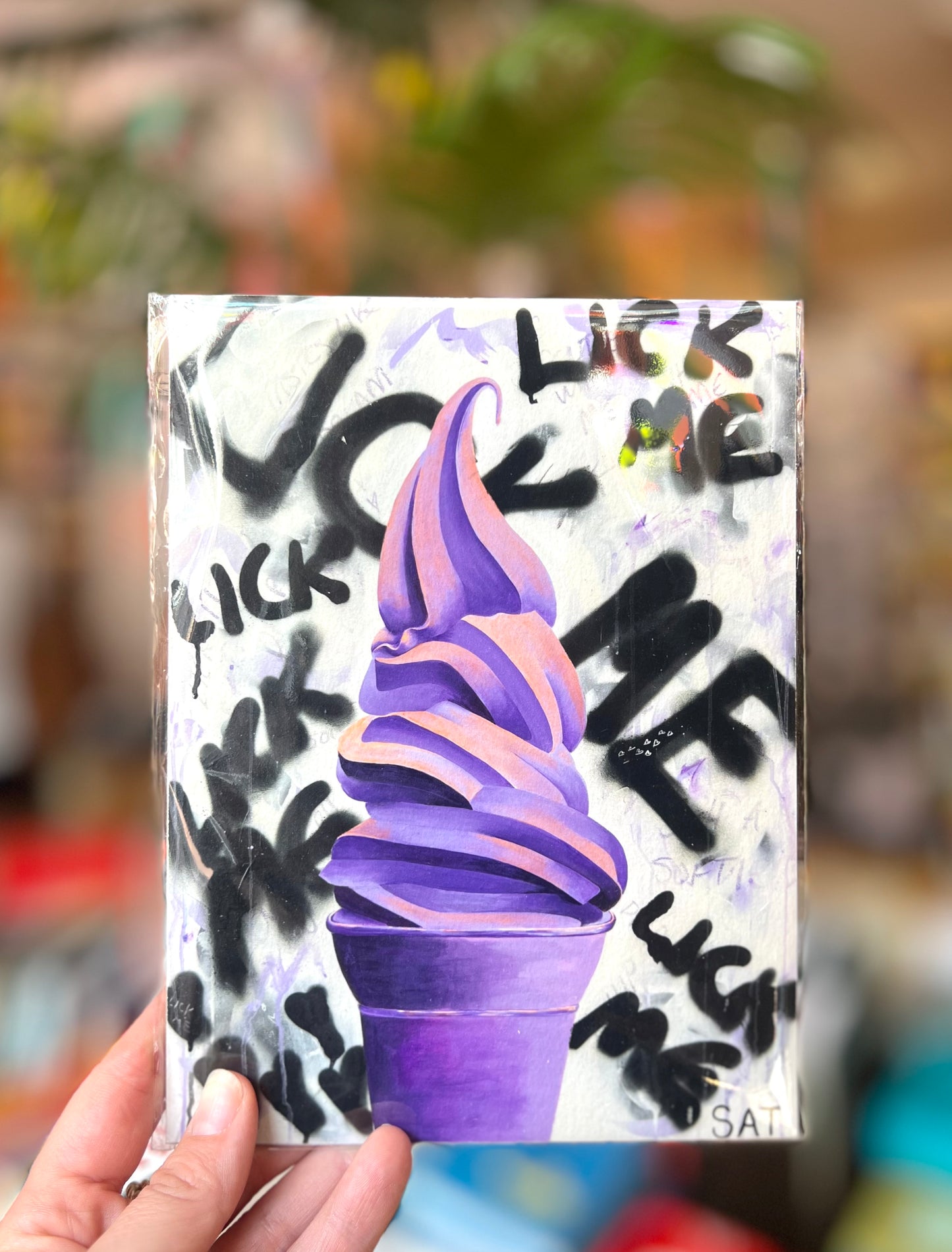 'Lick Me' Purple Ice Cream Print By Steph Tripolitaki