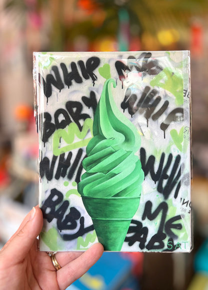 'Whip Me' Green Ice Cream Print By Steph Tripolitaki