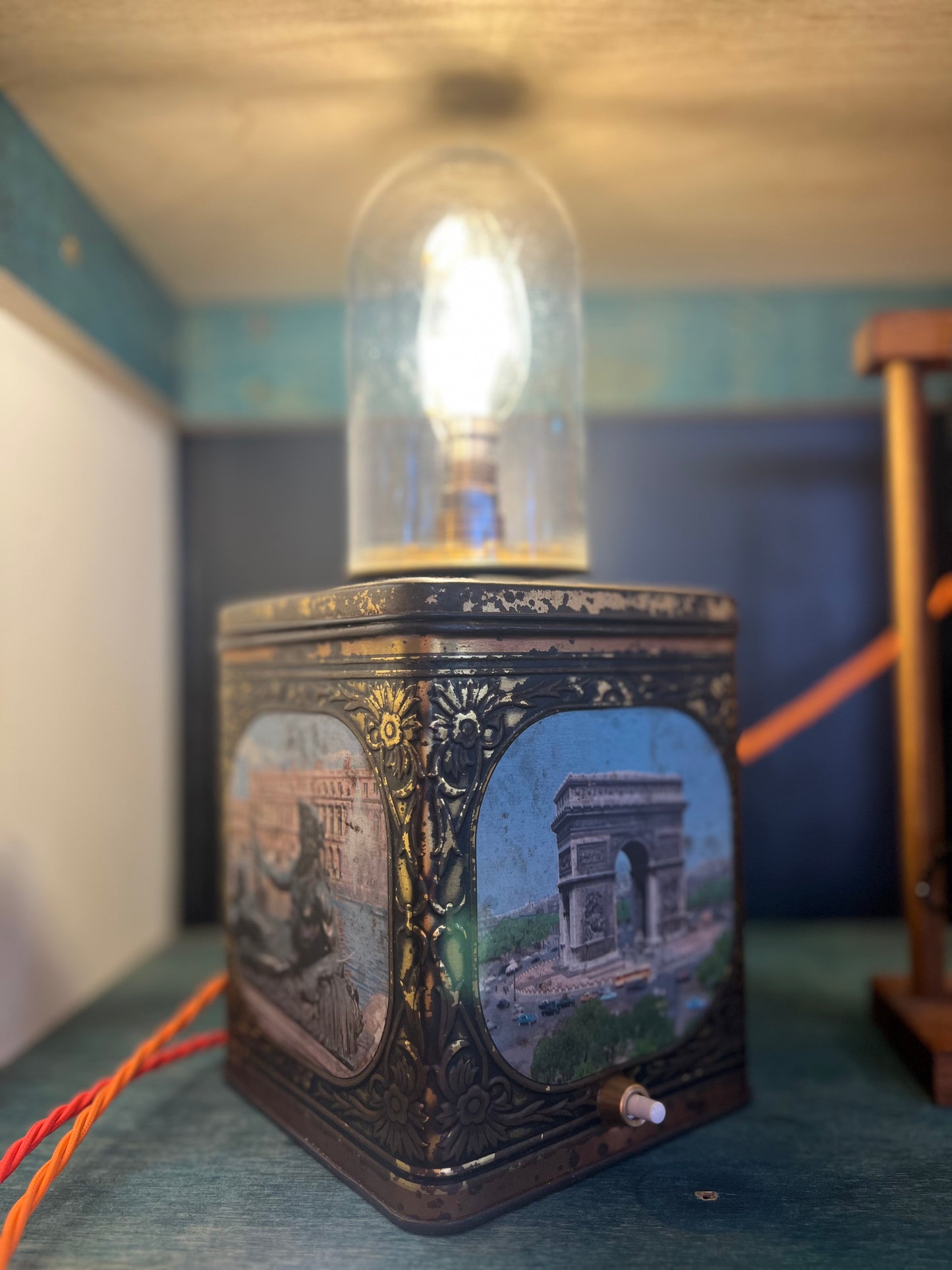Vintage Paris Tin Lamp by Lost & Foundry