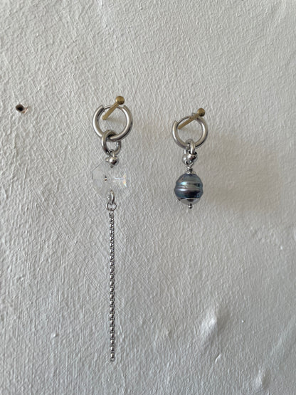 freshwater pearl and chandelier crystal earrings by Eloy Santos