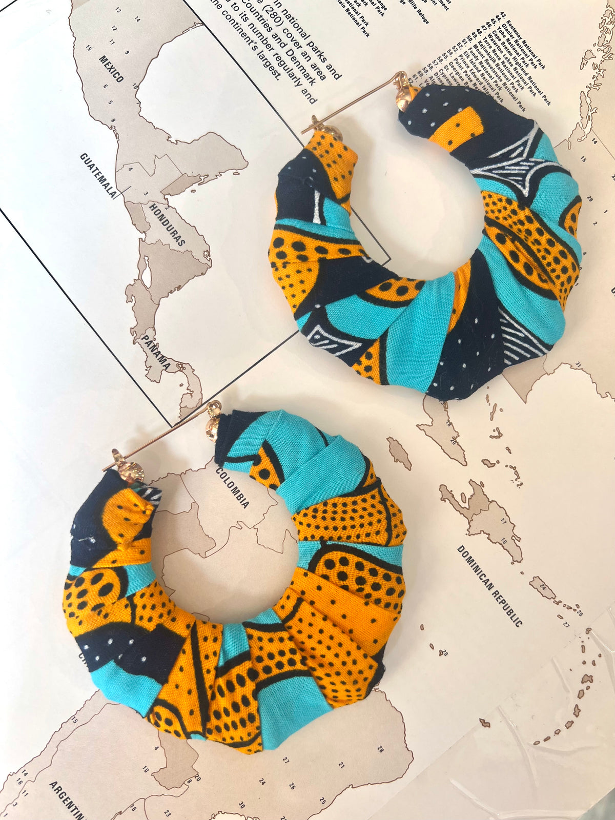 Big Handmade Colourful Wrapped Earrings by Gangster Wraps