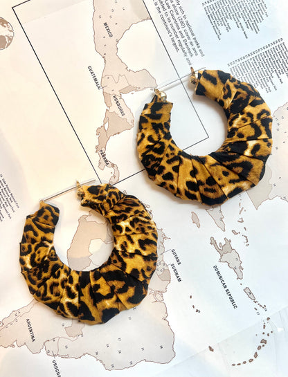 Big Handmade Leopard Print Wrapped Earrings by Gangster Wraps