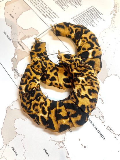 Big Handmade Leopard Print Wrapped Earrings by Gangster Wraps