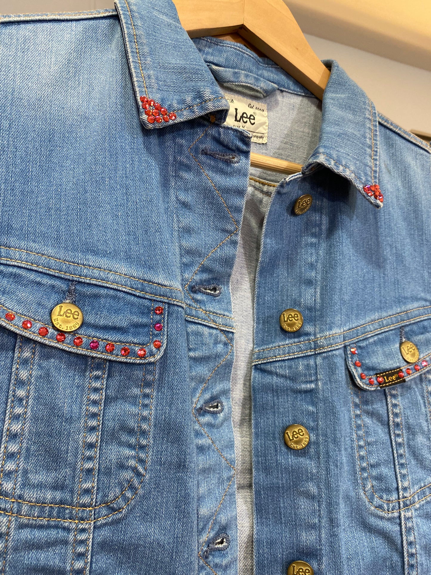 Cat Embroidery - Sleeveless Re-worked Vintage Denim Jacket by Stitch & Make