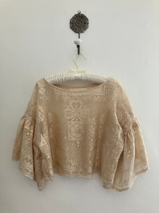 Goldy Lace Flutter Sleeve Top  By Here You Are
