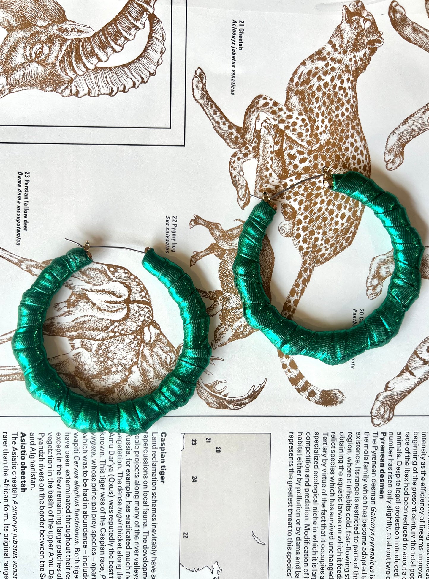 Big Handmade Green Wrapped Earrings by Gangster Wraps