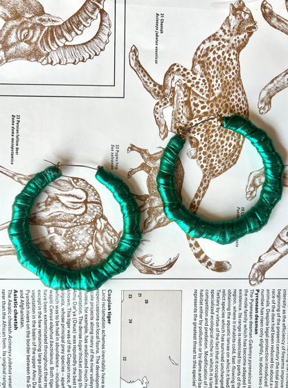 Big Handmade Green Wrapped Earrings by Gangster Wraps