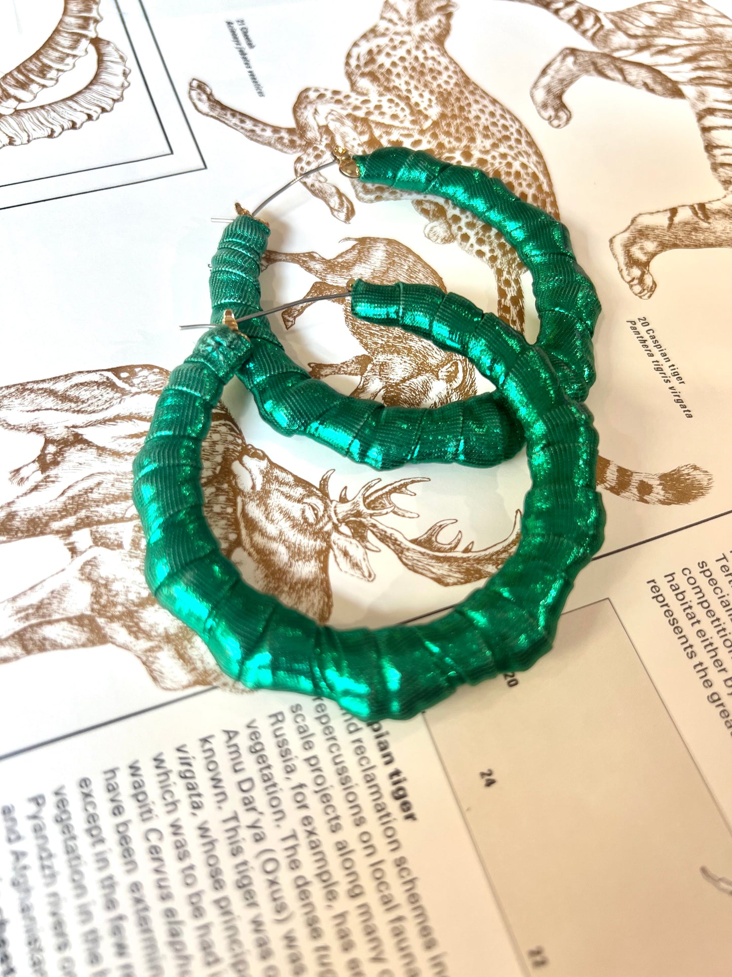Big Handmade Green Wrapped Earrings by Gangster Wraps