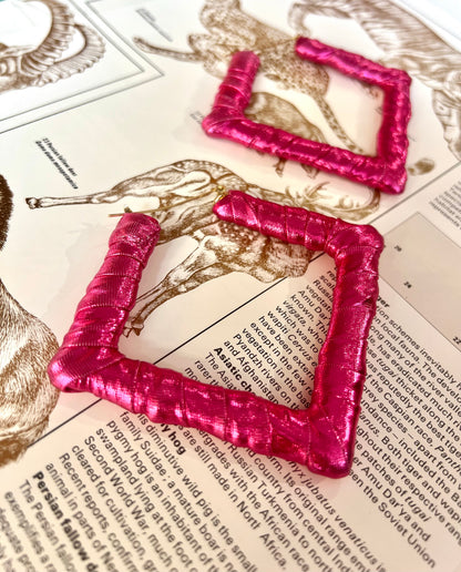 Big Handmade Pink Wrapped Earrings by Gangster Wraps