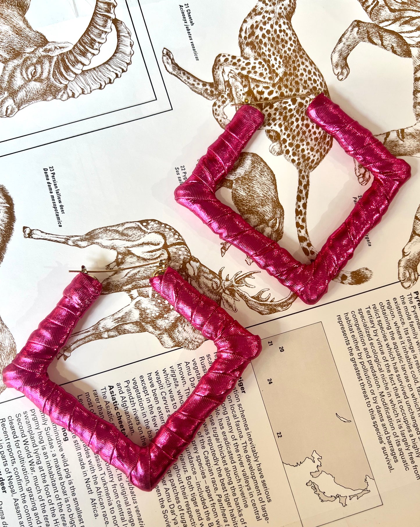 Big Handmade Pink Wrapped Earrings by Gangster Wraps