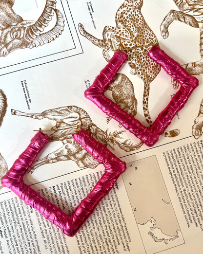 Big Handmade Pink Wrapped Earrings by Gangster Wraps