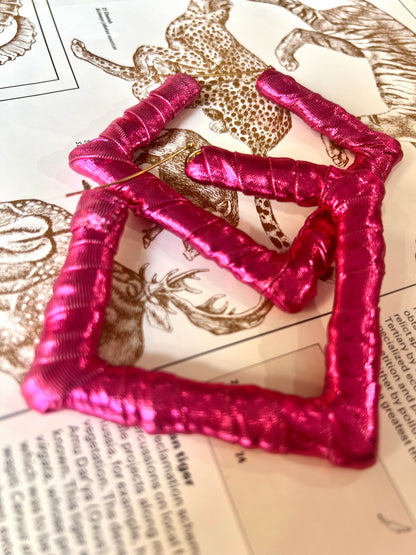Big Handmade Pink Wrapped Earrings by Gangster Wraps