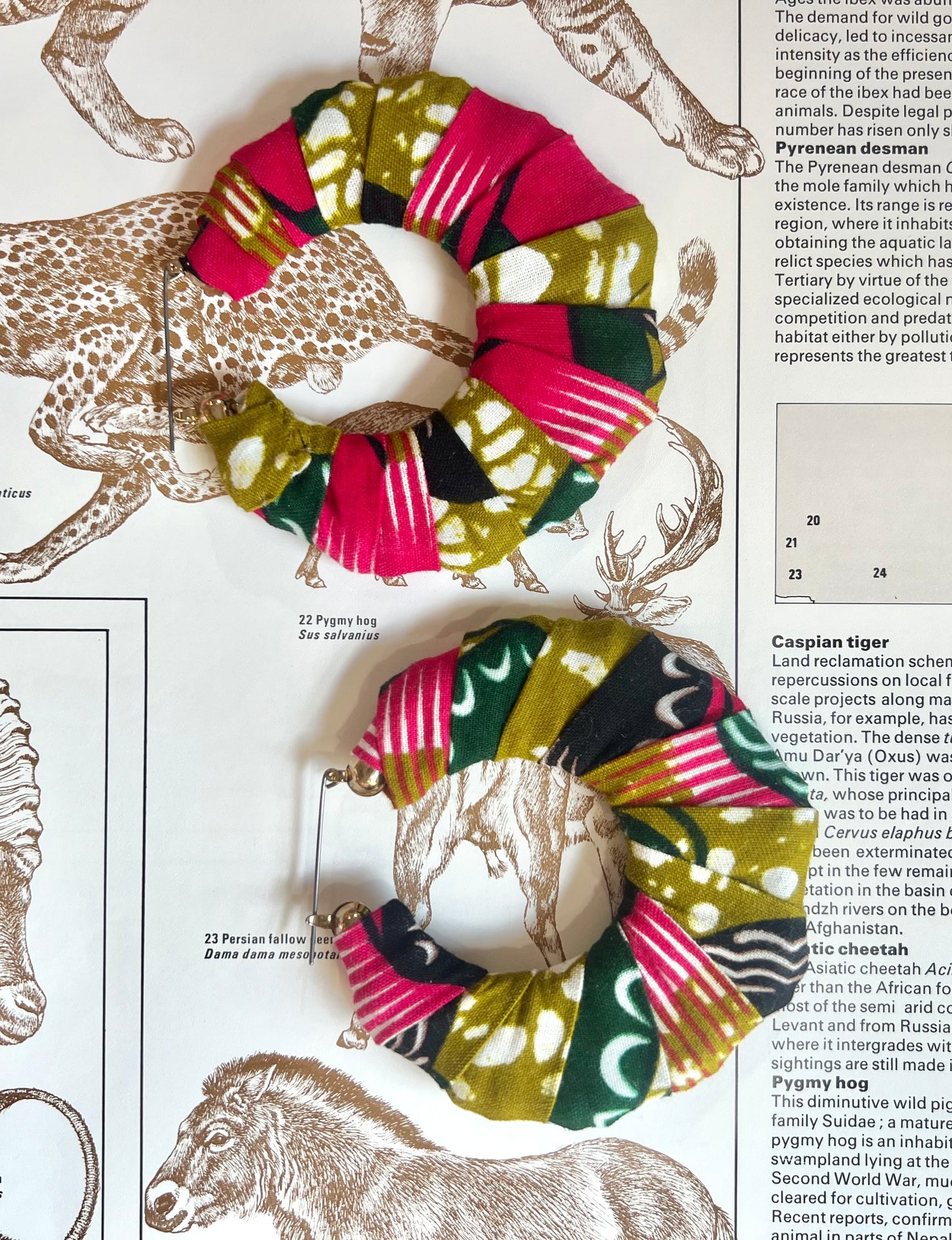 Big Handmade Colourful Wrapped Earrings by Gangster Wraps