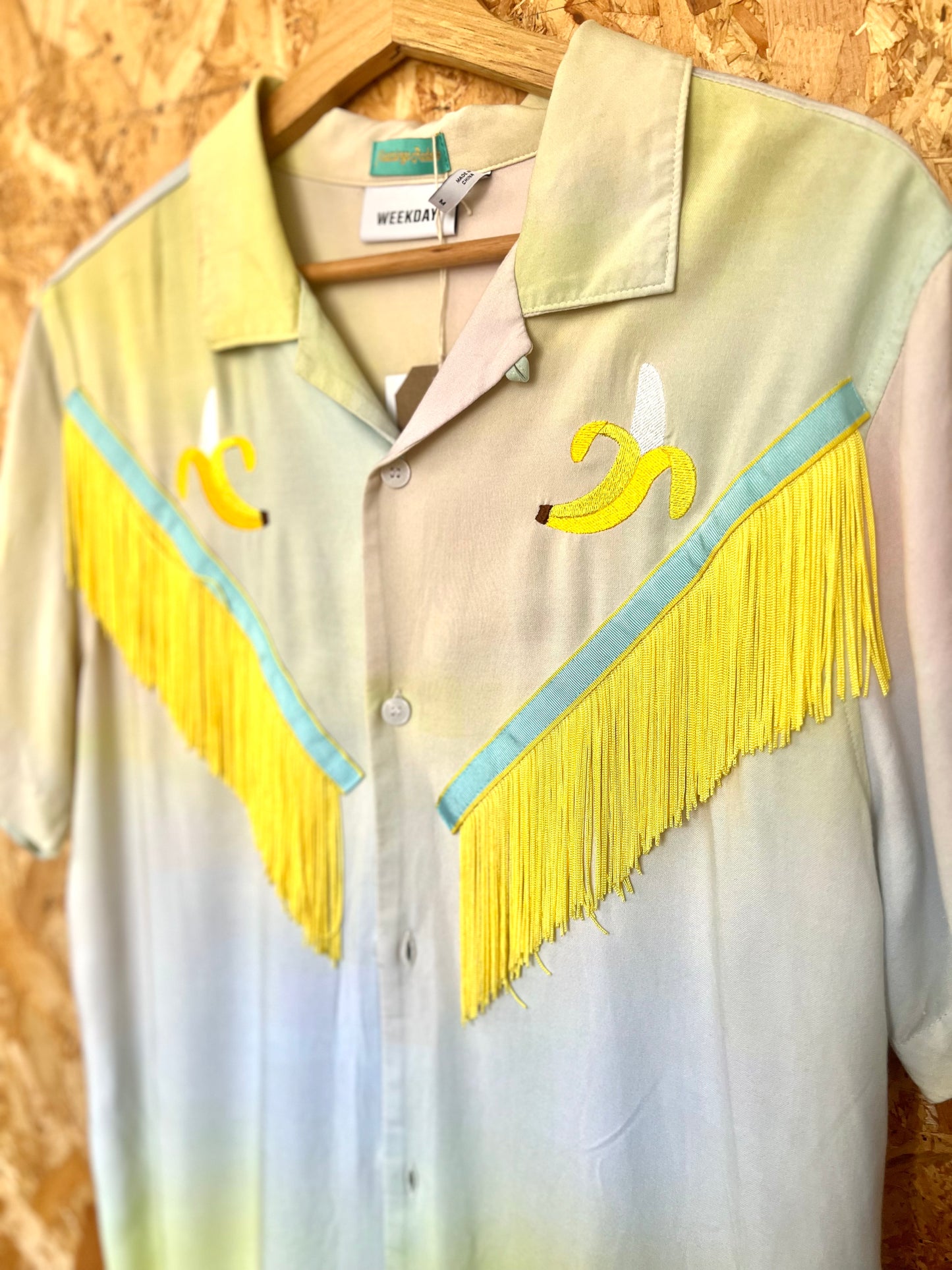 Retro Shirt With Banana Embroidery by Flamingo Rodeo