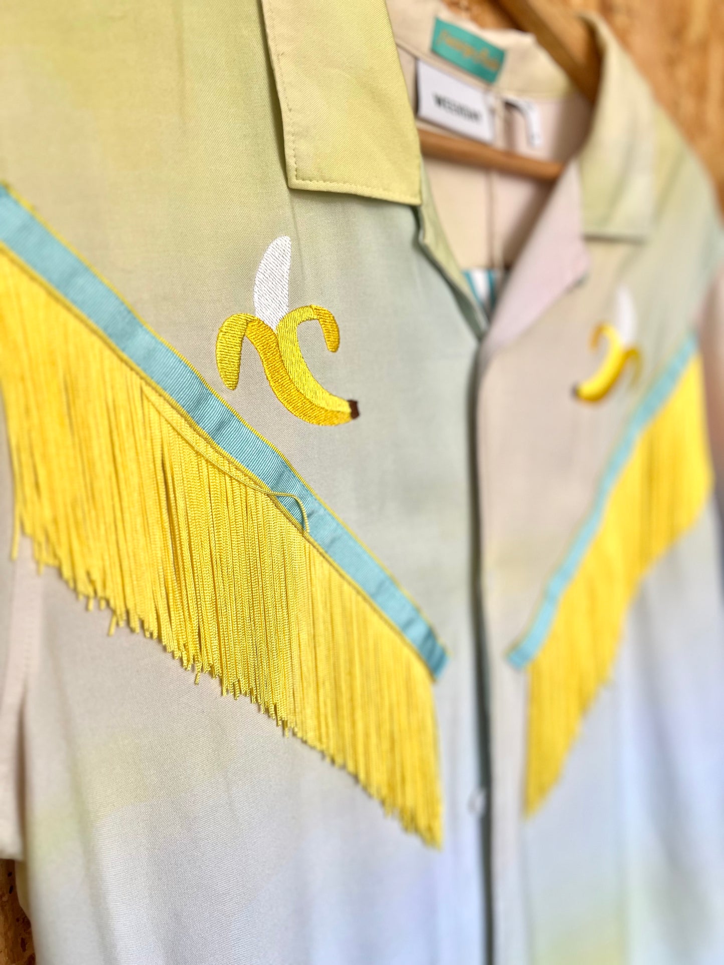 Retro Shirt With Banana Embroidery by Flamingo Rodeo