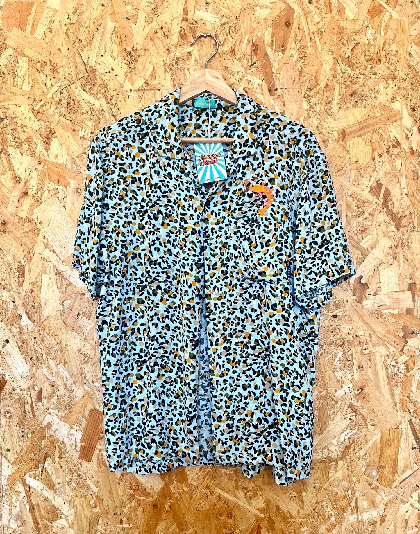 Leopard Print Shirt With Prawn Embroidery And Fringe by Flamingo Rodeo