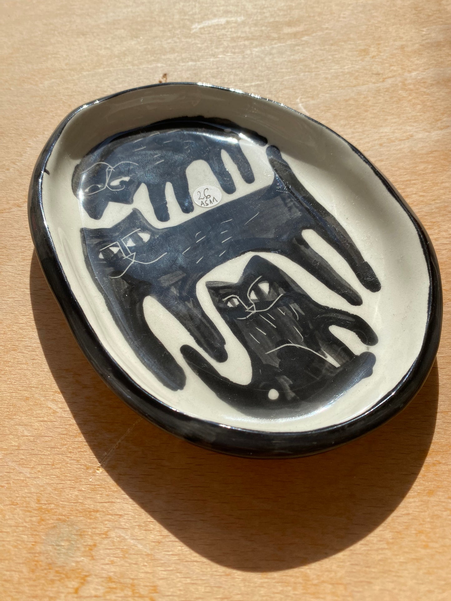 Cats ceramic illustrated trinket by Anna Soba