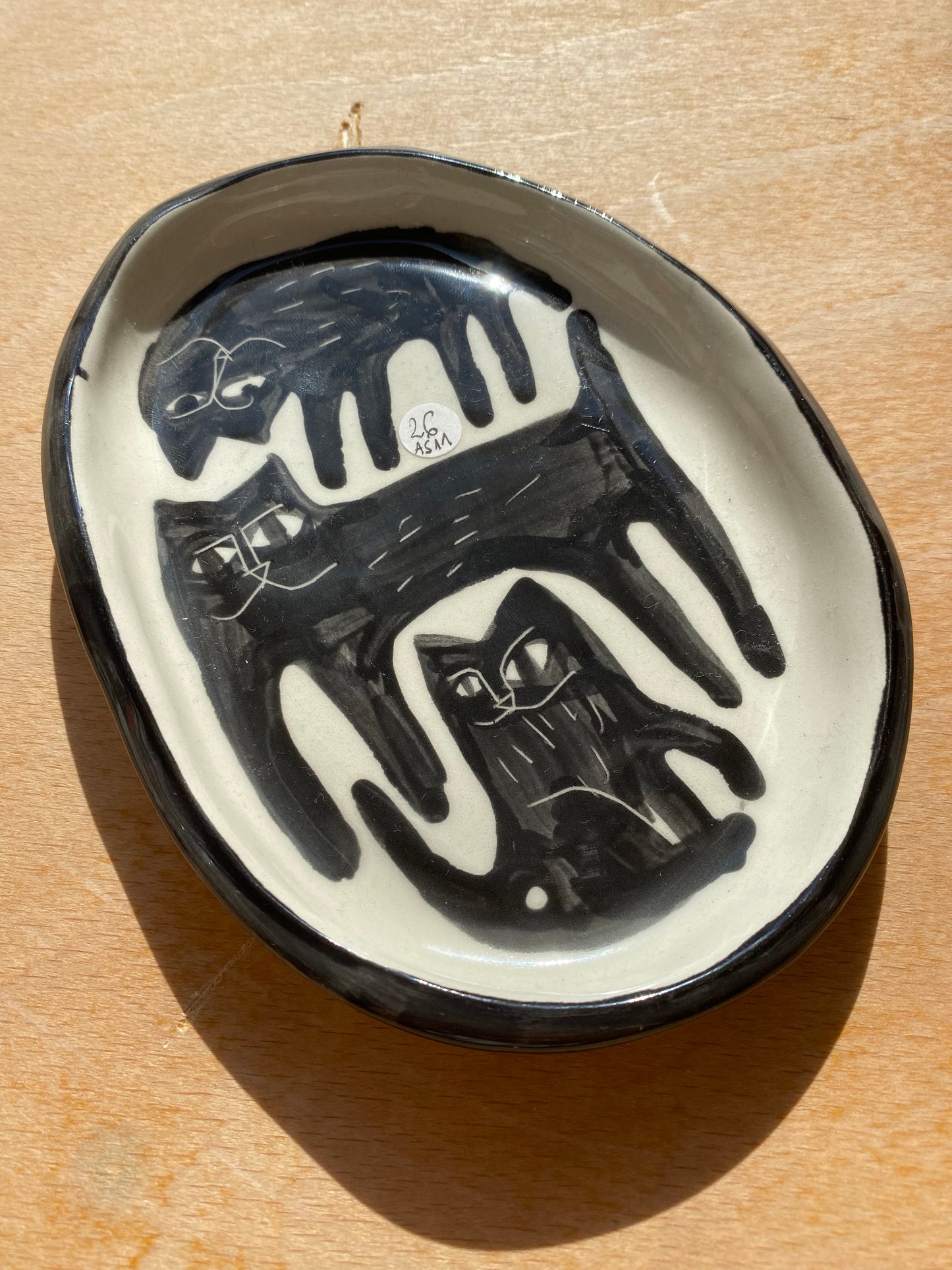 Cats ceramic illustrated trinket by Anna Soba