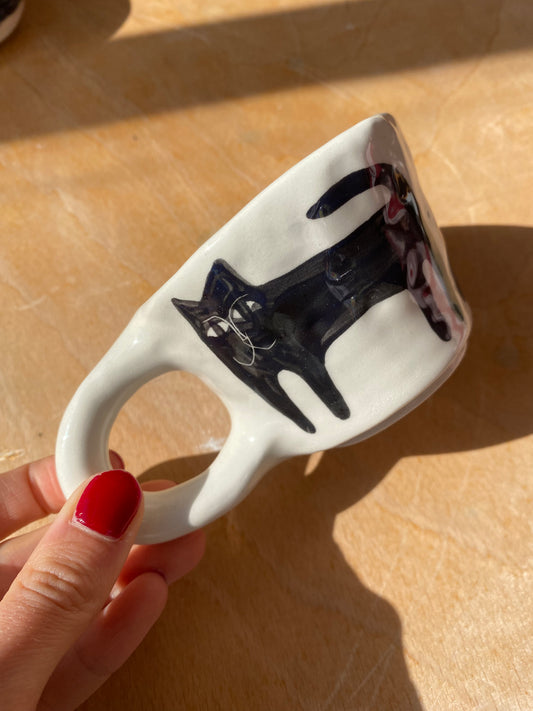 Cat, cat …and a cat.., ceramic illustrated mug by Anna Soba