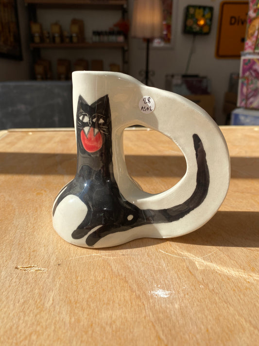 Cat ceramic candle holder by Anna Soba