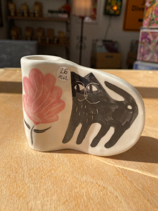 The cutest candle holder, hand built and hand painted by Anna Soba