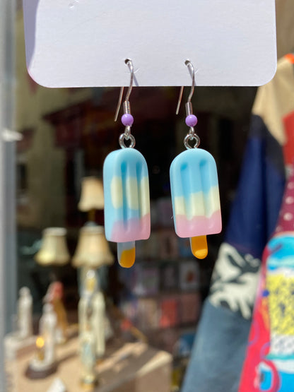 Ice Pop Blue Pink steel silver earrings by Thanks for Nothing