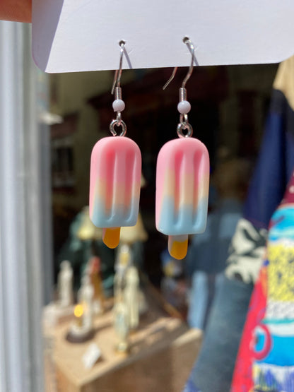 Ice Pop Pink Blue steel silver earrings by Thanks for Nothing