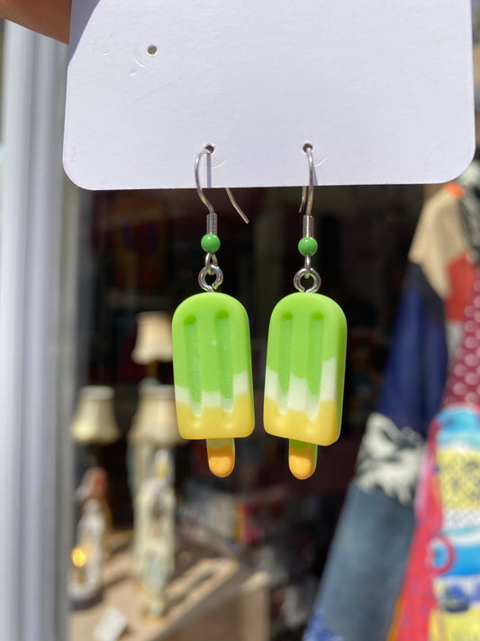 Ice Pops Green Yellow steel silver earrings by Thanks for Nothing
