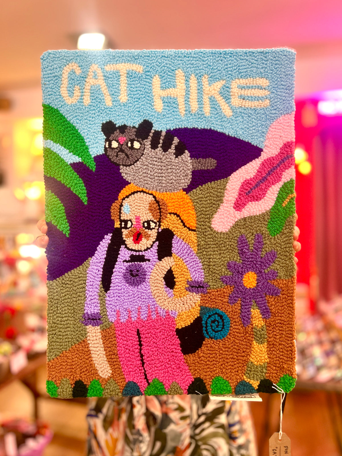 Cat Hike Needle Punched Wall Hanging by Don Brosbin