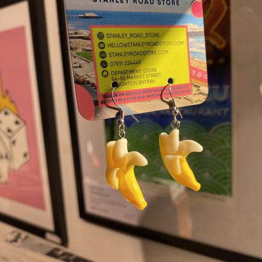 Banana stainless steel silver earrings by Thanks for Nothing