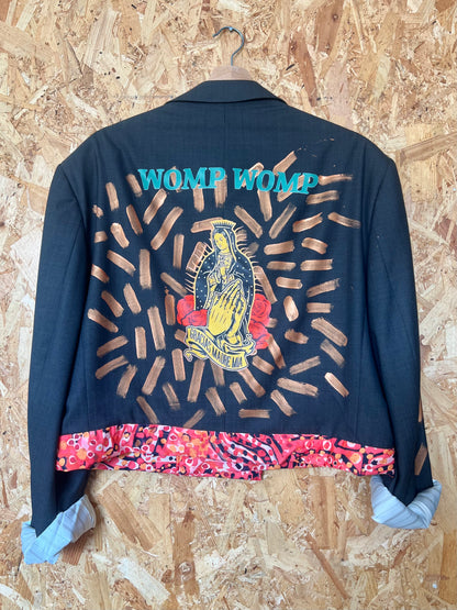Upcycled Blazer Jacket with Pins, Patches & Artwork by Snacks
