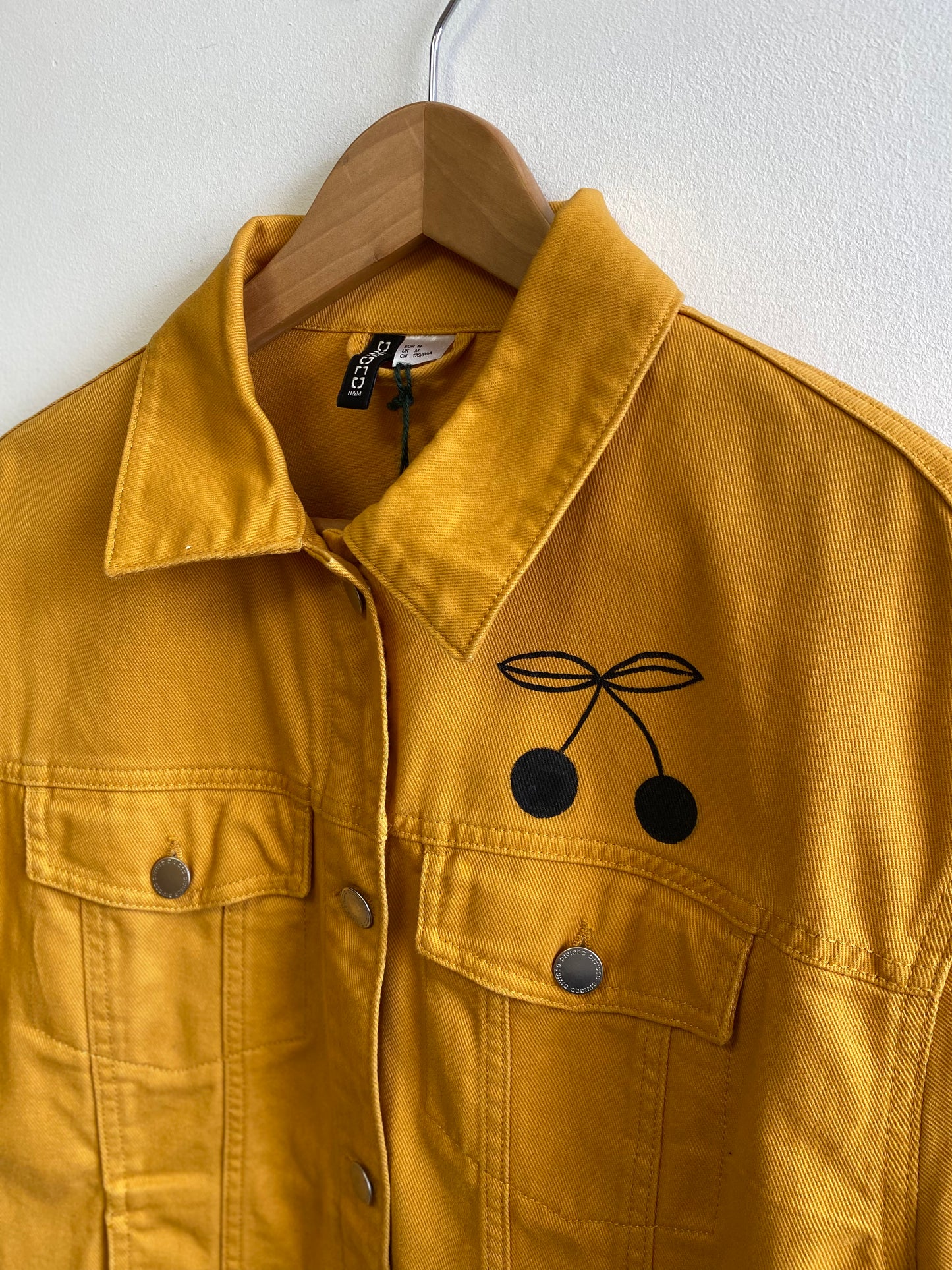 Illustration Reclaimed Mustard Yellow Denim Jacket Hand Painted by Anna Soba