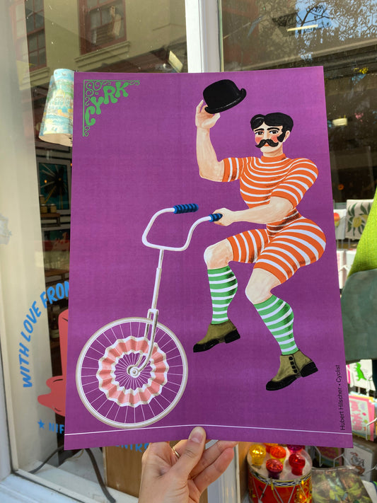 CYRK Circus Cyclist Art Print Poster by Stanley Road