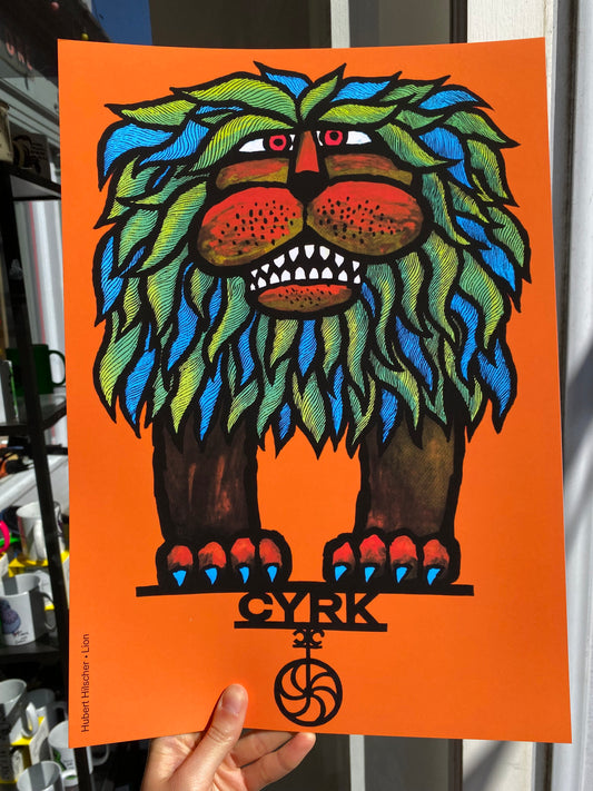 CYRK Lion circus orange Art Print Poster by Stanley Road