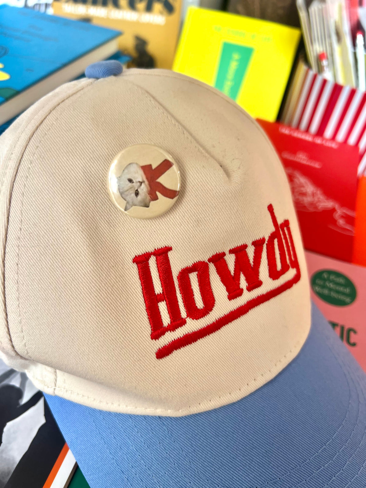 'Howdy' With A Cat Pin,  Baseball Cap By Stanley Road