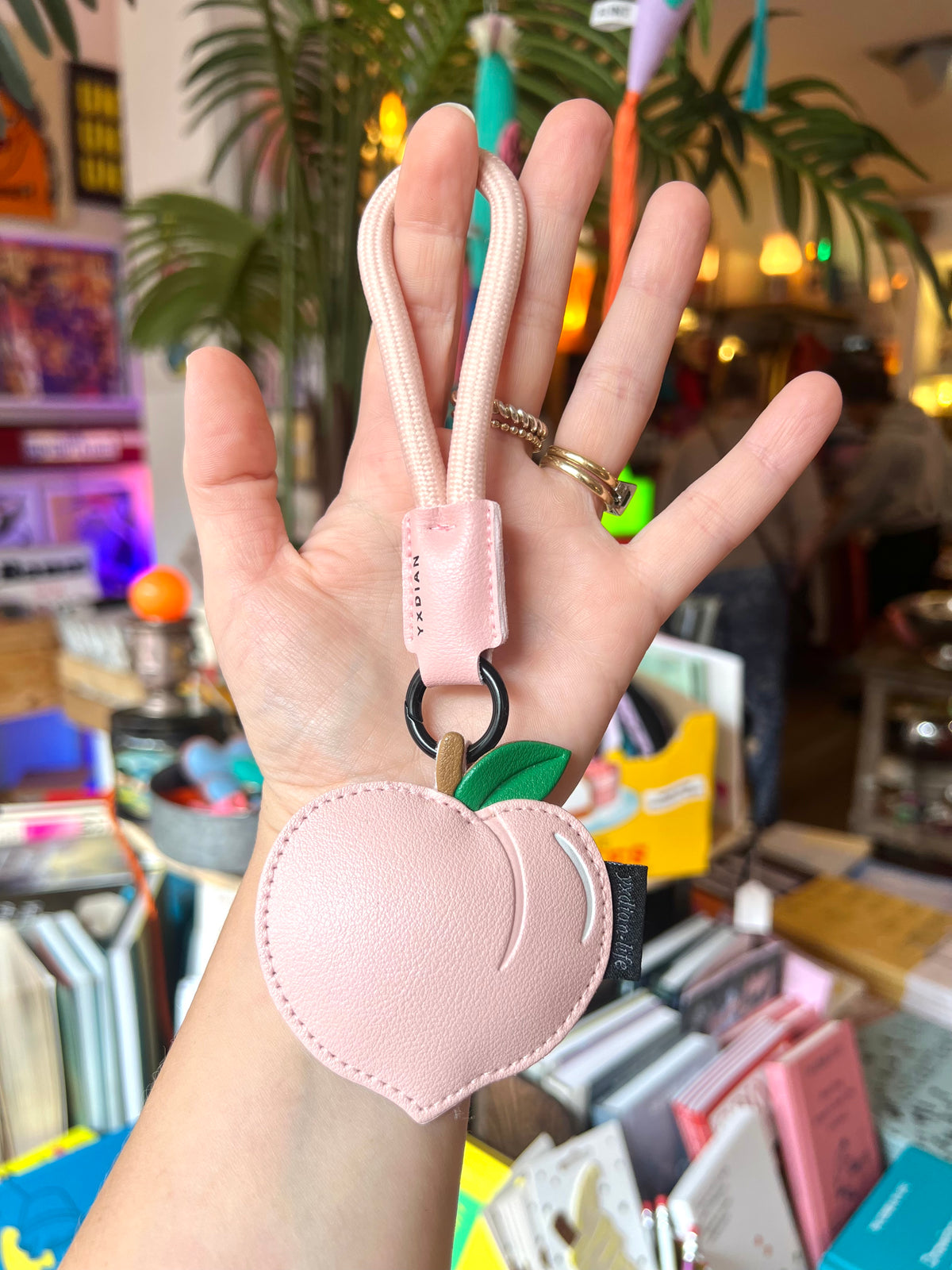 Peach Faux Leather Keyring