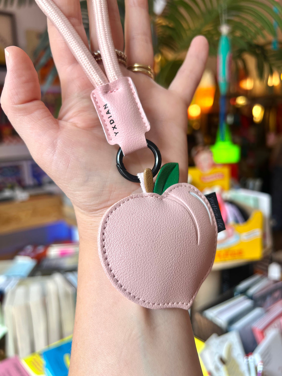 Peach Faux Leather Keyring