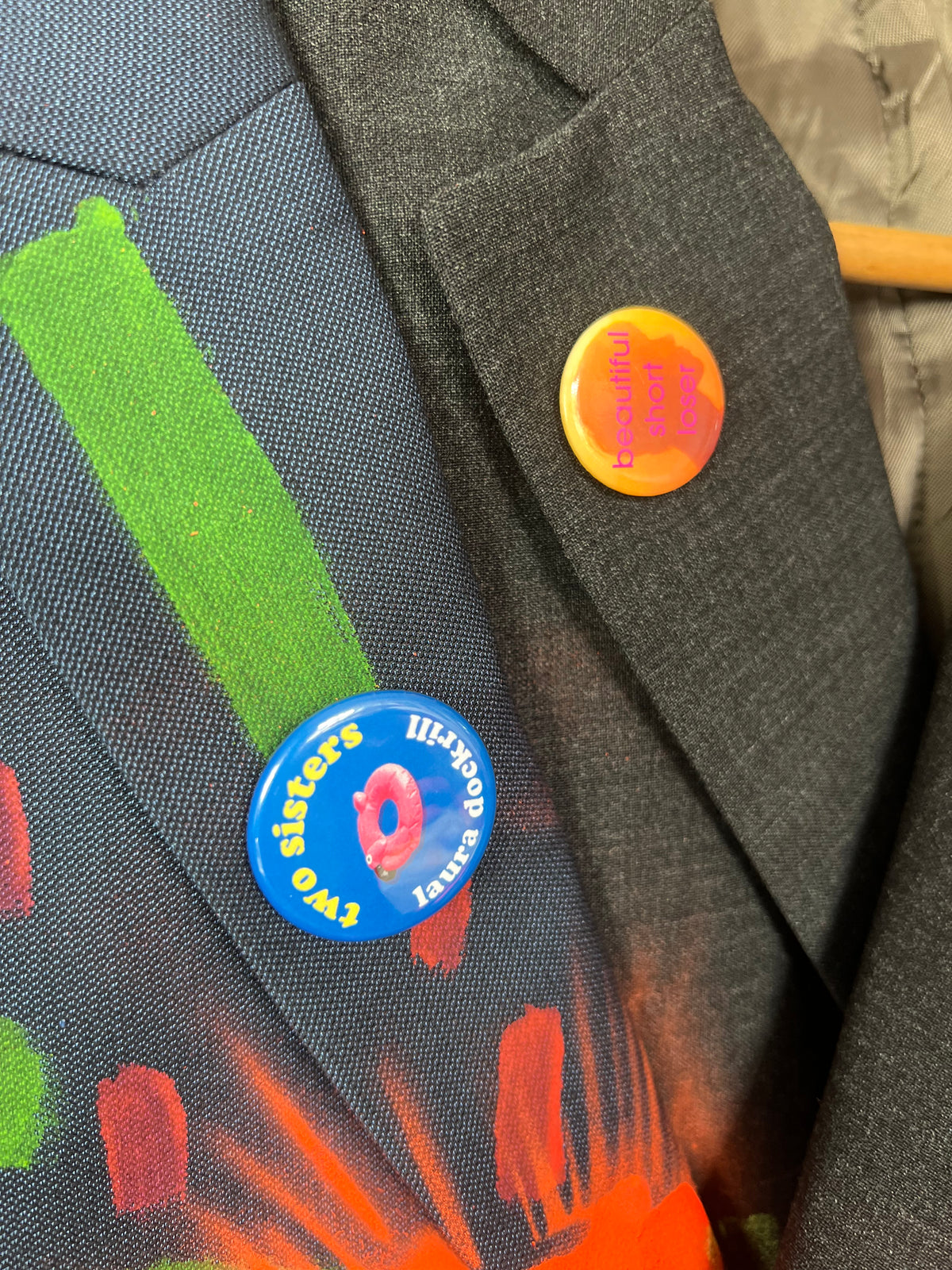 Cool Upcycled Reworked Blazer Jacket with Pins And Patches  By Snacks