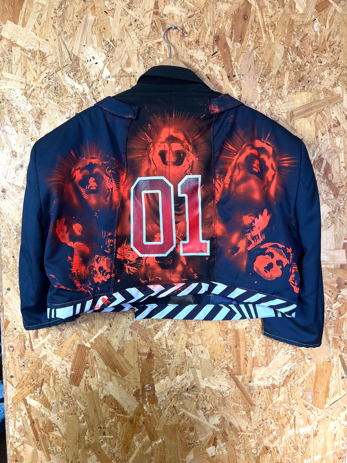 Cool Upcycled Reworked Blazer Jacket with Pins And Patches  By Snacks